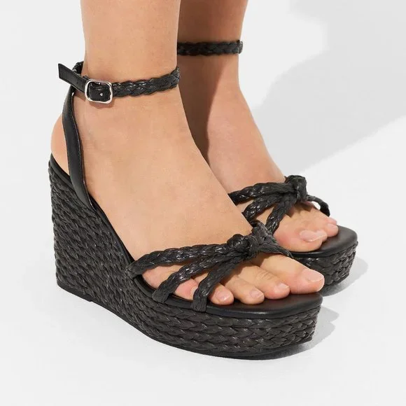 Torrid Black Wedge Sandals - Picture 2 of 10